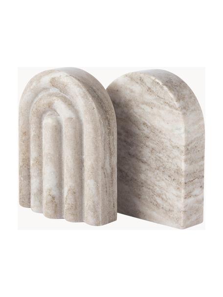 Marmeren boekensteunen Malie, 2 stuks, Marmer, Beige, gemarmerd, B 12 cm x H 16 cm