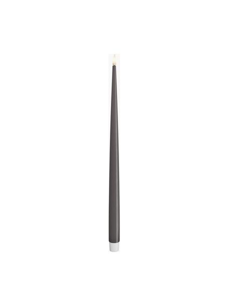 Handgefertigte LED-Stabkerzen Real Flame, H 38 cm, 2 Stück, Kunststoff mit Harzoberfläche, Dunkelgrau, H 38 cm