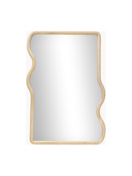 Golvende wandspiegel Stream van hout, Lijst: essenhout, Beige, B 70 x H 100 cm