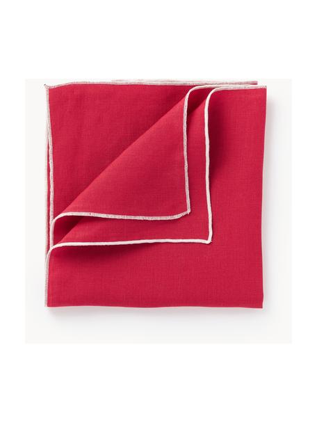 Stoffen servetten Kennedy van linnen met bies, 4 stuks, 100% linnen 

Linnen is een natuurlijke vezel die wordt gekenmerkt door ademend vermogen, duurzaamheid en zachtheid. 

Het materiaal dat in dit product wordt gebruikt, is getest op schadelijke stoffen en gecertificeerd volgens STANDARD 100 by OEKO-TEX®, 6760CIT, CITEVE., Rood, wit, B 45 x L 45 cm