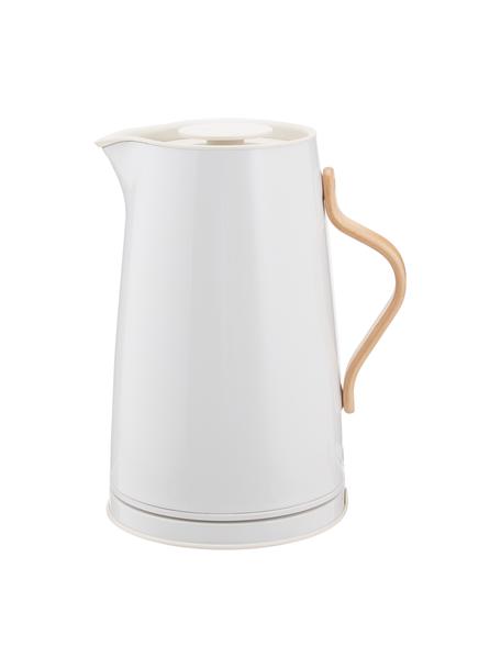Wasserkocher Emma, Korpus: Edelstahl, Beschichtung: Emaille, Griff: Buchenholz, Weiß, glänzend, 1.2 L