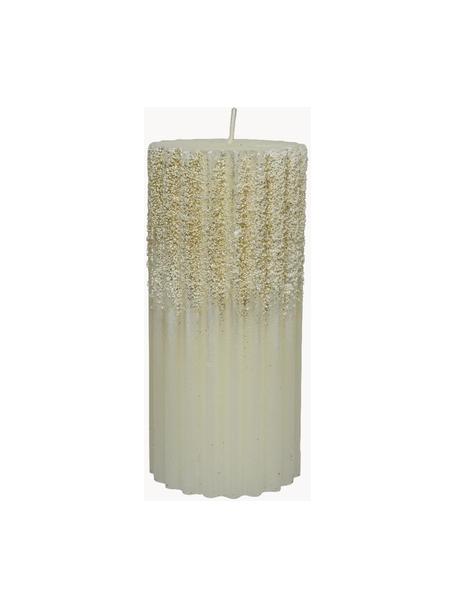 Vánoční svíčka s brokátem  Angel, Vosk, Krémově bílá, zlatá, Ø 7 cm, V 15 cm