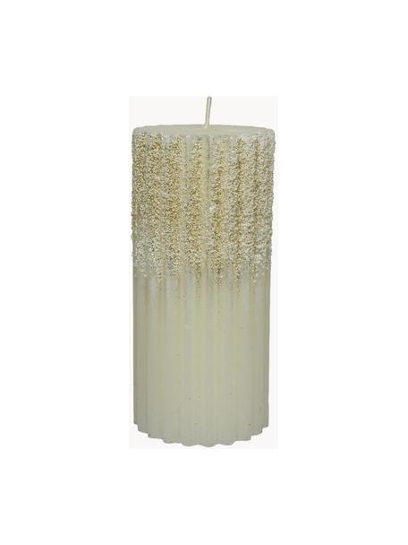 Vánoční svíčka s brokátem  Angel, Vosk, Krémově bílá, zlatá, Ø 7 cm, V 15 cm