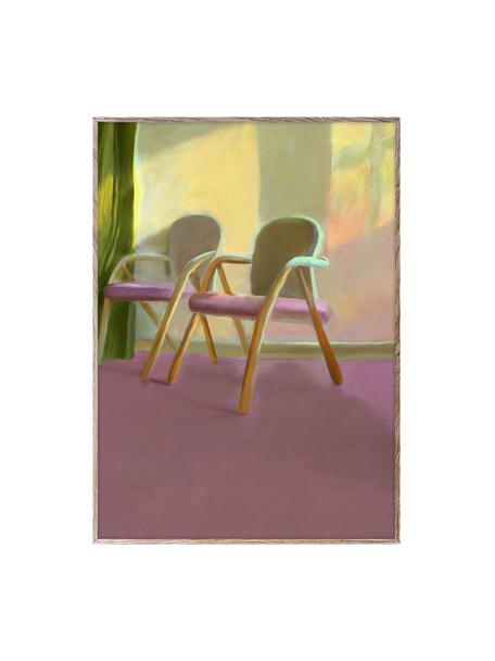 Plakát Waiting Room, 210g matný papír Hahnemühle, digitální tisk s 10 barvami odolnými vůči UV záření, Starorůžová, světle zelená, Š 50 cm, V 70 cm