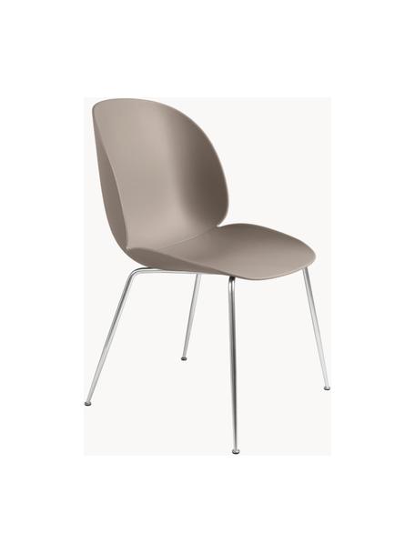 Tuin kunststoffen stoel Beetle, Zitvlak: kunststof, weerbestendig, Poten: gecoat staal, Nougat, zilverkleurig glanzend, B 56 x D 58 cm