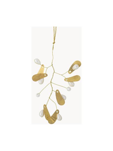 Vischio decorativo con perle Jeanice, Metallo rivestito, Dorato, Larg. 11 x Alt. 18 cm