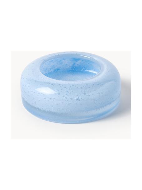 Vassoio decorativo in vetro soffiato con bolle d'aria Dylla, Vetro sodico-calcico, Azzurro, Ø 12 cm