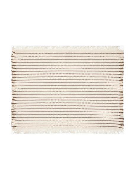 Podkładka z bawełny z frędzlami Elouise, 2 szt., 100% bawełna, Kremowobiały, taupe, S 32 x D 41 cm