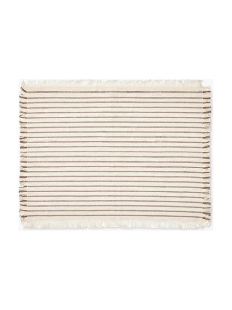 Podkładka z bawełny z frędzlami Elouise, 2 szt., 100% bawełna, Kremowobiały, taupe, S 32 x D 41 cm