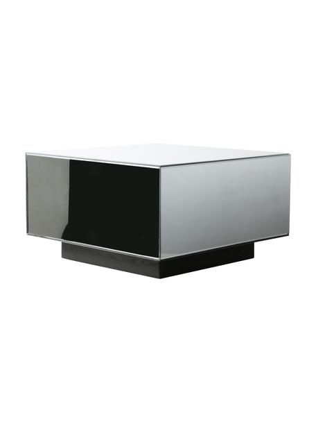 Glazen salontafel Block met spiegeleffekt in zilverkleurig, Frame: glas, Voet: MDF, Zilverkleurig, B 60 x H 35 cm