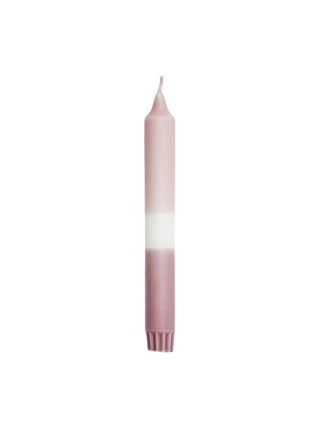 Dlhá sviečka Tone, 2 ks, Parafínový vosk, Bledoružová, fialová, biela, Ø 2 x V 19 cm