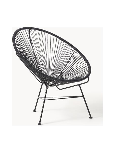 Poltrona lounge in plastica intrecciato Bahia, Seduta: plastica, Struttura: metallo verniciato a polv, Nero, Larg. 81 x Prof. 73 cm