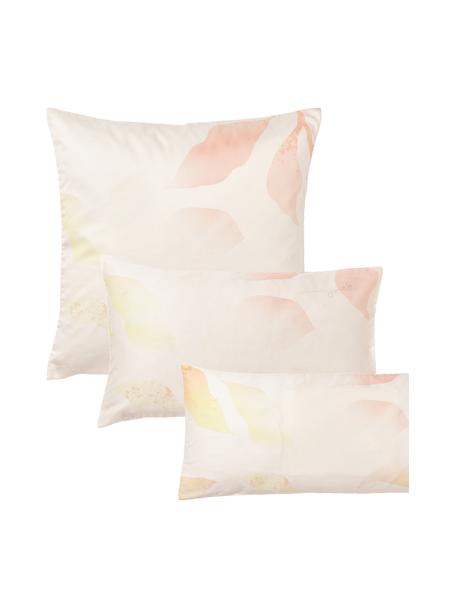 Federa in raso di cotone con stampa floreale Marino, Beige, tonalità rosse, Larg. 50 x Lung. 80 cm