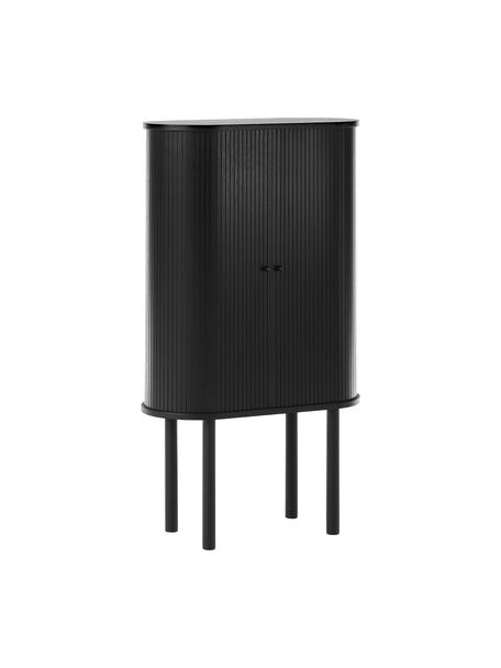 Vysoká skříňka s žebrováním Front, Černá, Š 75 cm, V 130 cm