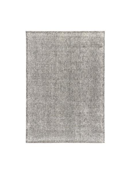 Handgewebter Kurzflor-Teppich Mansa, 56 % Wolle, RWS-zertifiziert, 44 % Viskose, Schwarz, Cremeweiss, B 80 x L 150 cm (Grösse XS)