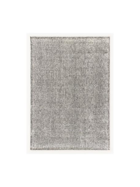 Tapis à poils ras tissé à la main Mansa, 56 % laine certifiée RWS, 44 % viscose, Noir, blanc crème, larg. 80 x long. 150 cm (taille XS)