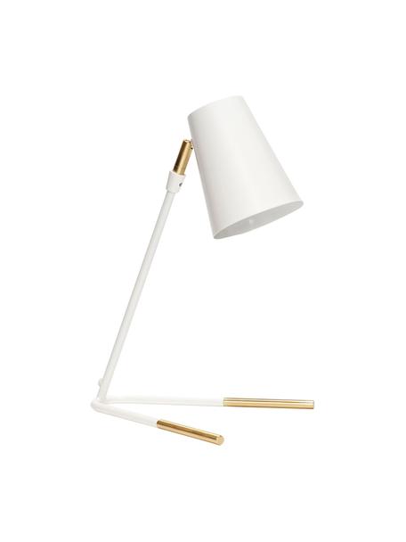Tafellamp Viktorija, Metaal, poedercoating, vermessingd, Wit, messing, B 25 x H 46 cm