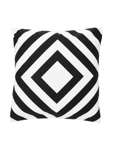 Funda de cojín estampada Sera, 100% algodón, Blanco y negro estampado, An 45 x L 45 cm