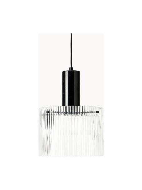 Lampa wisząca z ryflowaną powierzchnią Revolve, Transparentny, czarny, marmurowy, Ø 25 x W 30 cm