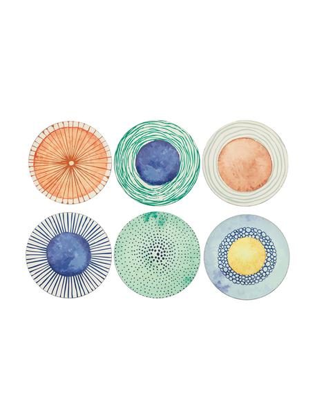 Kunststoff-Platzteller Marea mit bunten Designs, 6er-Set, Kunststoff, Blau, Weiss, Gelb, Grün, Orange, Ø 33 cm