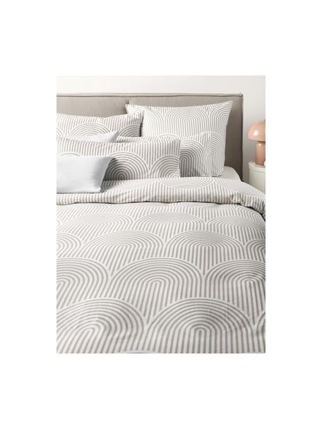 Funda nórdica de algodón Arcs, Beige, blanco, Cama 90 cm (155 x 220 cm)