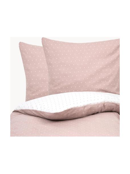 Flanelová obojstranná posteľná bielizeň Betty, Staroružová, biela, 240 x 220 cm + 2 vankúše 80 x 80 cm