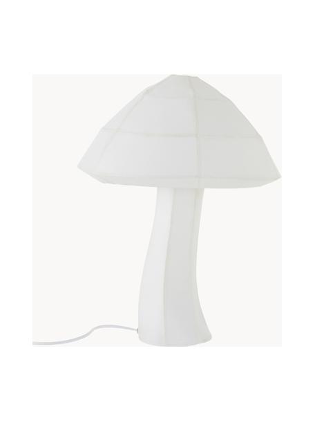 Lámpara de mesa Moshi, Lámpara: tela, Estructura: metal recubierto, Cable: plástico, Blanco Off White, Ø 38 x Al 50 cm