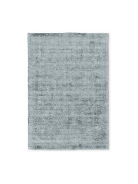 Handgewebter Viskoseteppich Jane, Flor: 100 % Viskose, Graublau, B 80 x L 150 cm (Grösse XS)