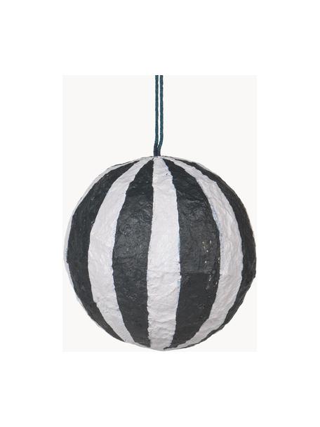 Boules de Noël Sphere, Ø 8 cm, 3 pièces, Pâte de coton, Blanc, noir, Ø 8 cm