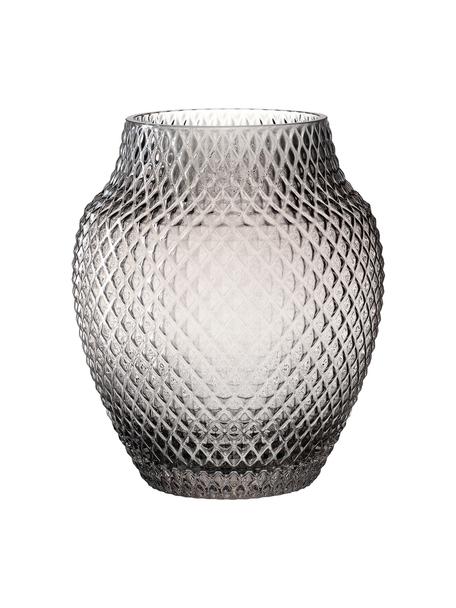 Handgefertigte Glas-Vase Poesia, Glas, Grau, transparent, Ø 19 x H 23 cm