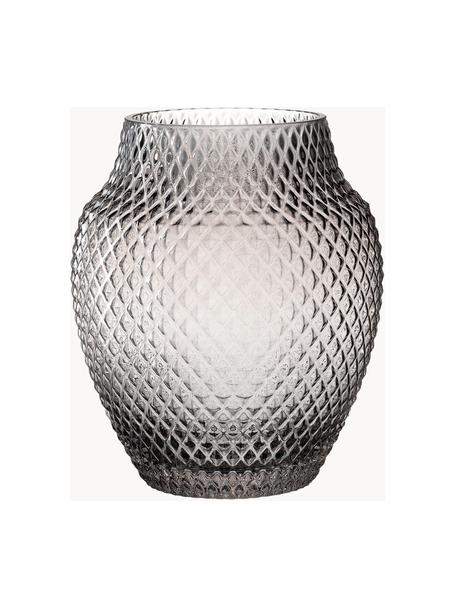 Handgefertigte Glas-Vase Poesia, H 23 cm, Glas, Hellgrau, transparent, Ø 19 x H 23 cm