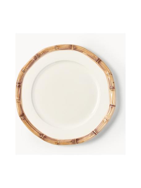 Assiette à déjeuner peinte à la main Bamboo, Céramique, Blanc cassé, beige, Ø 21 cm