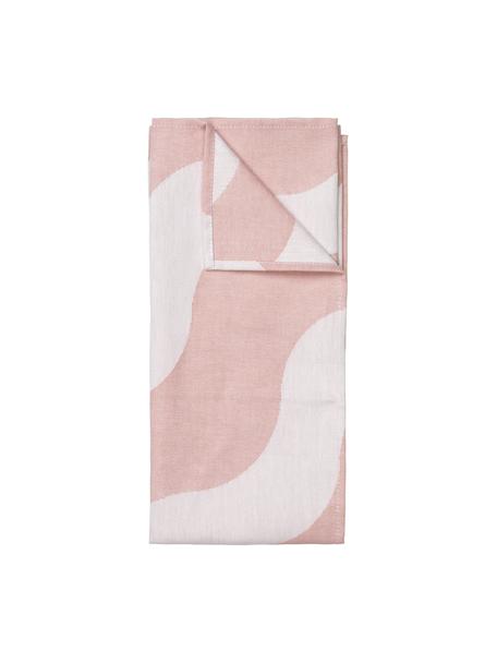 Katoenen theedoeken Tide in golflook, 2 stuks, 100% katoen, Roze, wit, B 50 x L 70 cm
