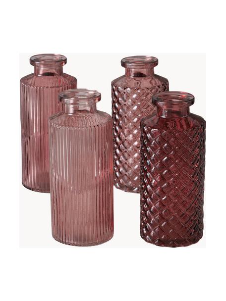 Vases en verre Panja, 4 élém., Verre, Rose, blanc, Ø 6 x haut. 14 cm