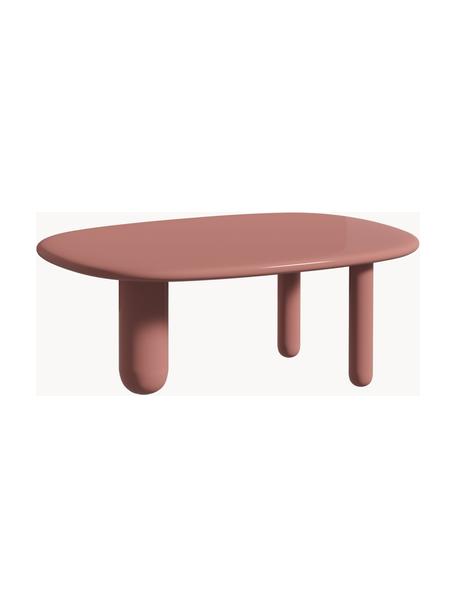 Tavolino ovale da salotto Tottori, Pannello di fibra a media densità (MDF) laccato, Legno laccato rosa antico, Larg. 78 x Prof. 54 cm