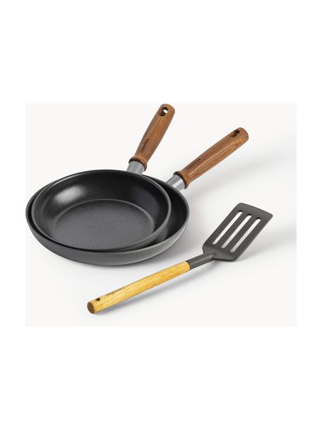 Poêles avec spatule Mayflower Pro, 3 élém., Gris foncé, foncé bois, Lot de tailles variées