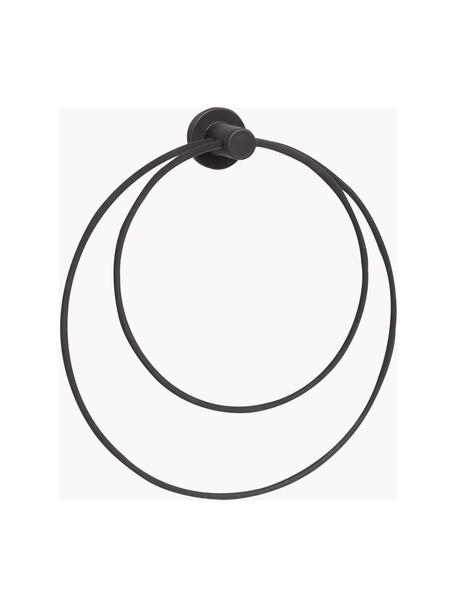 Toallero de pared de metal Loop, Metal recubierto, Negro, An 26 x Al 23 cm