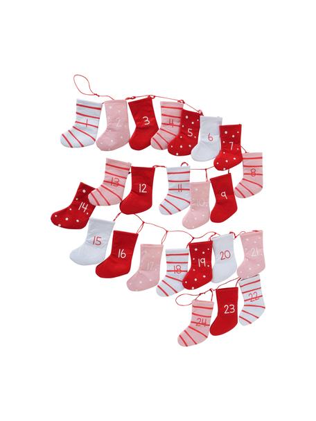 Adventskalender Socks L 200 cm, Filz, Rot, Rosa, Weiß, L 200 cm