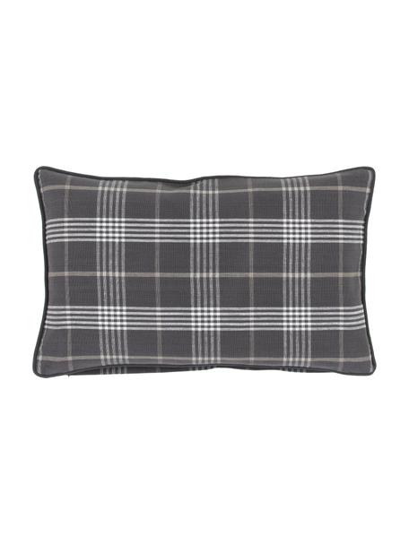 Károvaný poťah na vankúš s lemom Stirling, 100 %  bavlna, Tmavosivá, Š 30 x D 50 cm