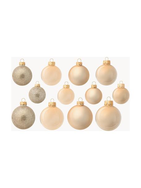 Boules de Noël Decoris, 42 élém., Verre, Doré, beige clair, Lot de différentes tailles