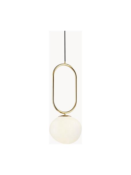 Kleine glazen bollen hanglamp Shapes, Lampenkap: opaalglas, mondgeblazen, Crèmewit, messingkleurig, Ø 22 cm