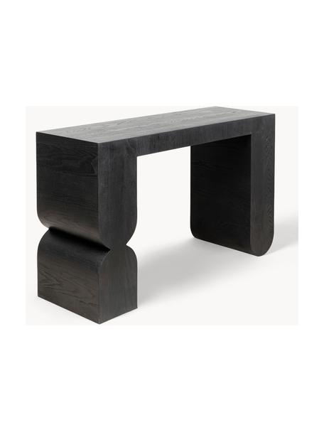 Consola artesanal de madera Curve, Tablero de fibras de densidad media (MDF) chapado en madera de fresno, Negro, An 120 x Al 76 cm