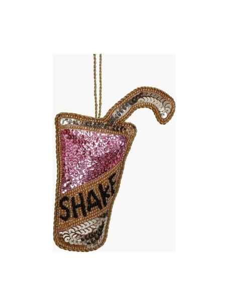 Ciondolo albero di Natale Milkshake, Plastica, Rosa, dorato, bianco, Larg. 9 x Alt. 12 cm