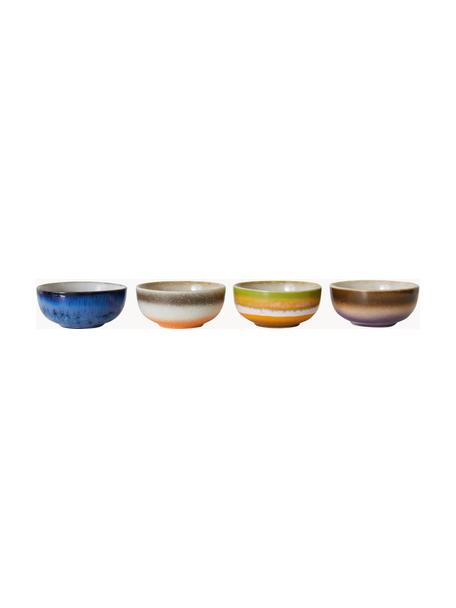 Súprava ručne maľovaných mís s reaktívnou glazúrou, 70's, 4 ks, Keramika, Viac farieb, Ø 8 x V 4 cm