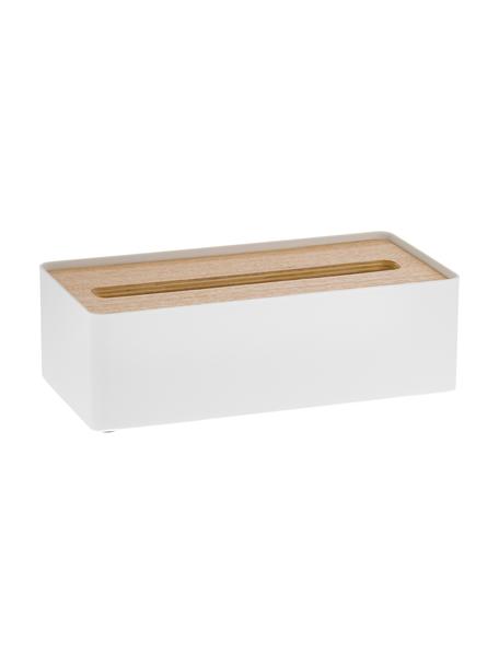 Pudełko na chusteczki Rin, Biały, jasne drewno naturalne, S 26 x W 8 cm