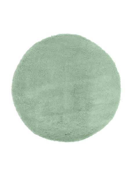 Flauschiger runder Hochflor-Teppich Leighton in Mintgrün, Flor: Mikrofaser (100% Polyeste, Mintgrün, Ø 120 cm (Grösse S)