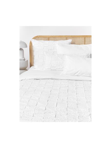 Housse de couette en percale de coton avec décorations tuftées Scout, Blanc, larg. 200 x long. 200 cm