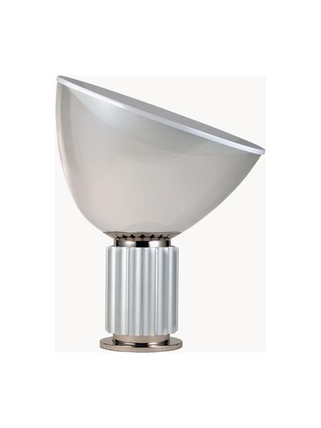 Lámpara de mesa LED regulable Taccia, Pantalla: plástico, Estructura: plástico, metal recubiert, Acero inoxidable, transparente, Ø 50 x Al 65 cm