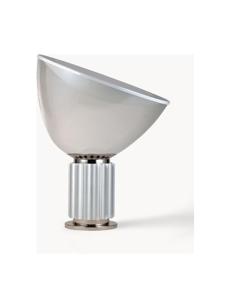 Lámpara de mesa LED regulable Taccia, Pantalla: plástico, Estructura: plástico, metal recubiert, Plateado, transparente, Ø 50 x Al 65 cm