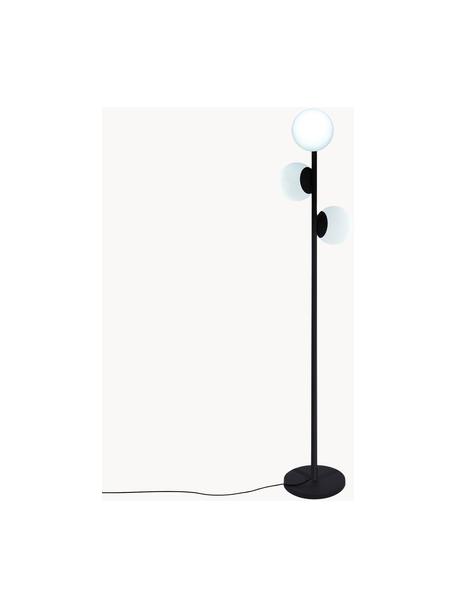 Dimbare outdoor vloerlamp Globy met stekker, Lampvoet: gecoat aluminium, Zwart, wit, Ø 42 x H 175 cm
